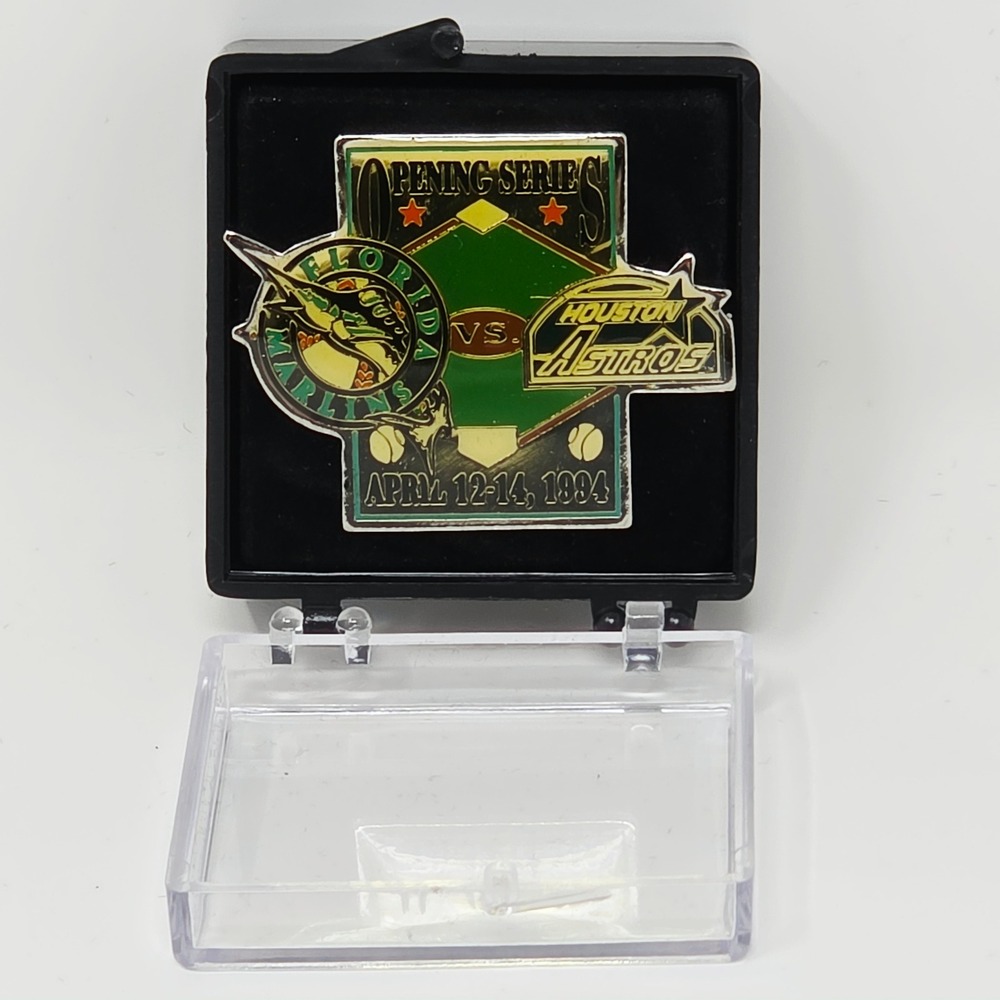 VTG 1994 Florida Marlins vs Houston Astros Opening Series Baseball Pin with Case